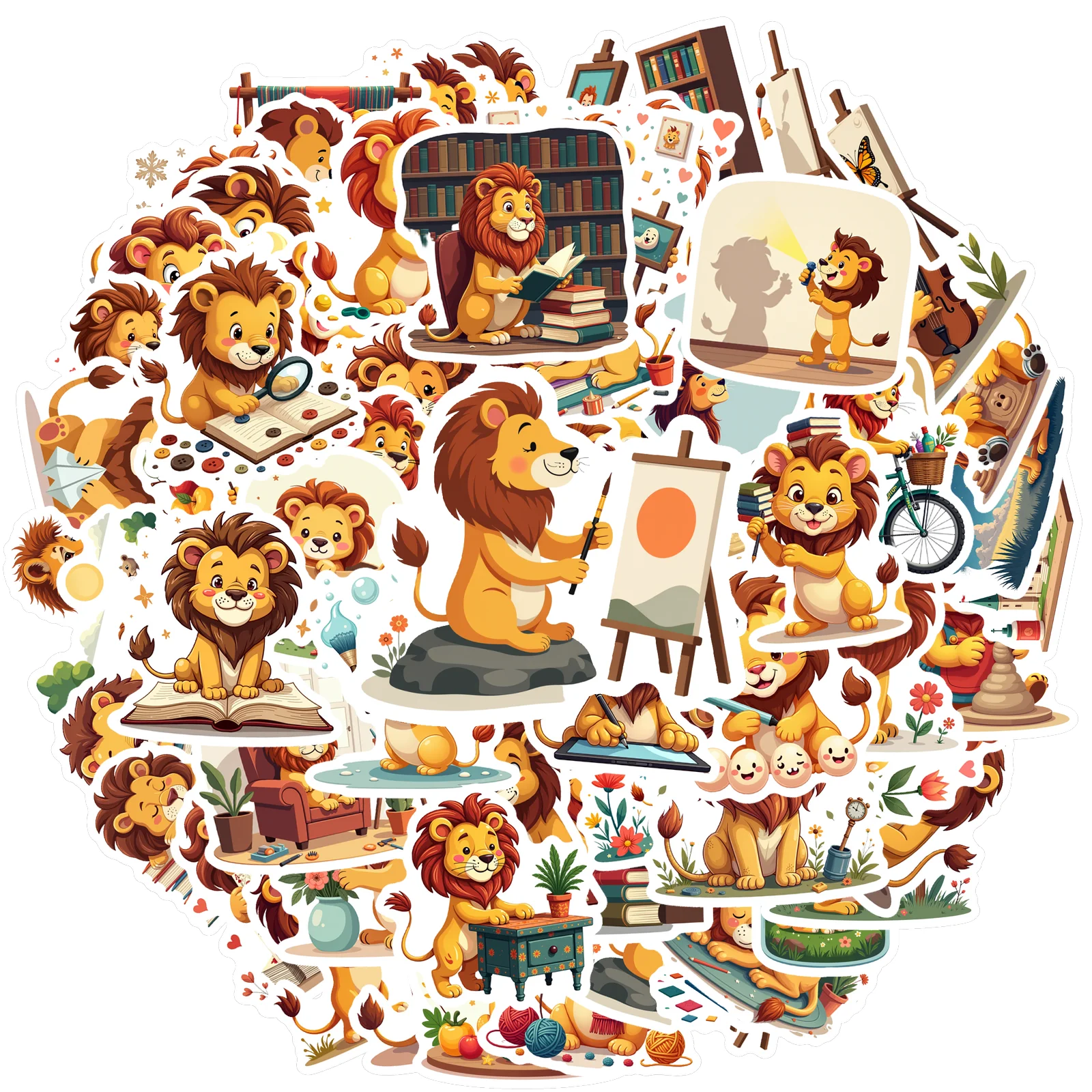 35pcs-70pcs Decals  multi-sized Cartoon Stickers Decorative Stickers Animal Stickers for  phone personalization luggage school