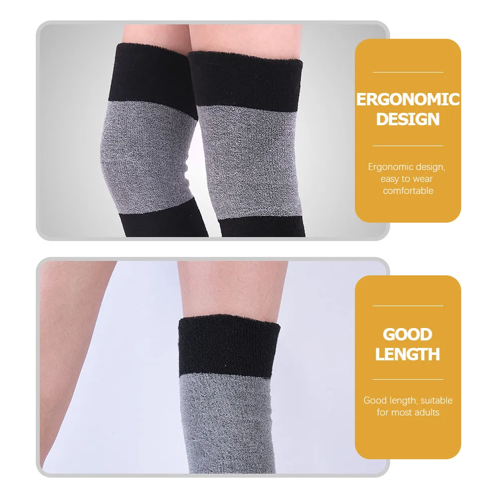 2Pairs Knee Warmers Elastic Knee Brace Thick Breathable Protector Winter Cover Pain Relief Support for Walking Running Cycling