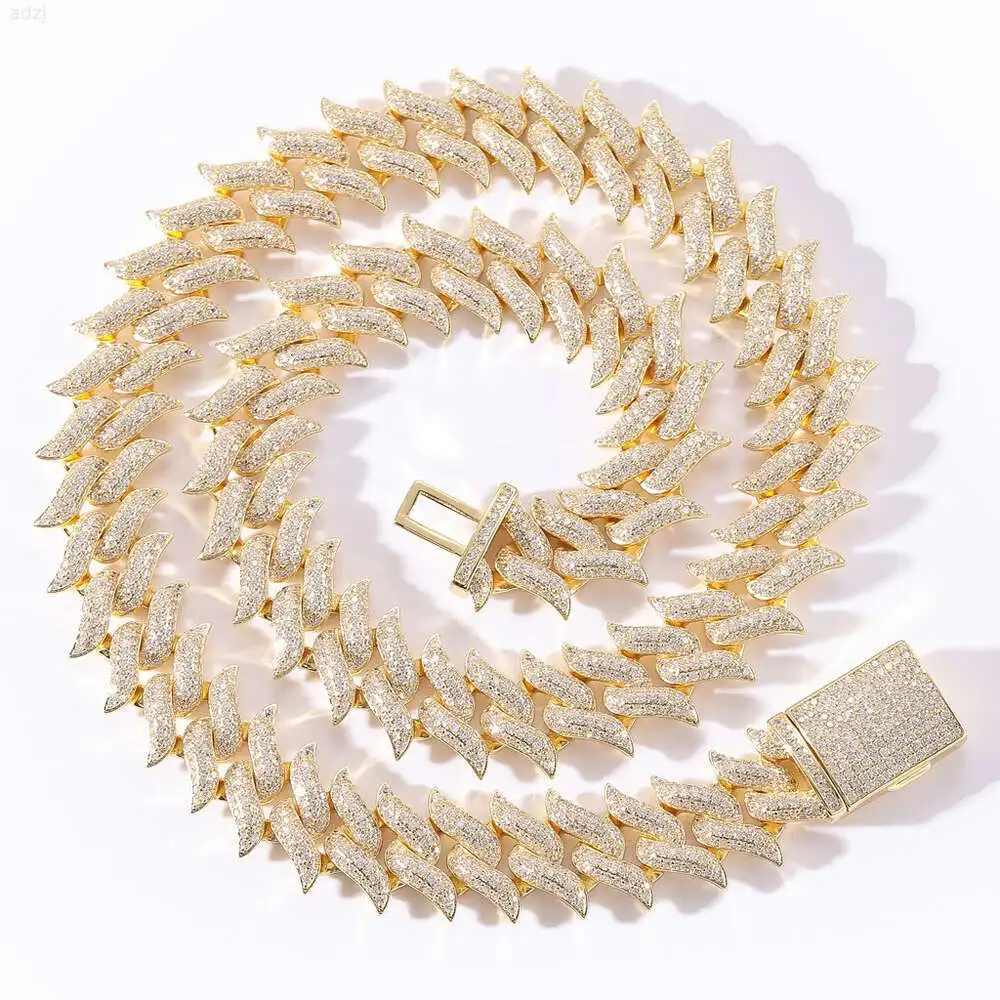 Hip-hop White Gold Yellow Gold Plated Cuban Chain Rapper Party Style Jewelry Iced Out Vvs Moissanite Necklaces