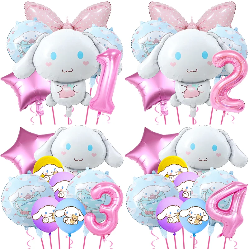 Sanriio Party Balloon Decoration Cinnamorooll Birthday Kids Favors Years Balloons Charm Row Bow Latex Balloon Party Supplies