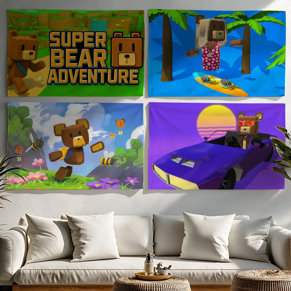 Game S-Super Bear A-Adventure flag Tapestries Outdoor Parties Bedrooms Living Rooms Dorm Rooms Wall Decor Banners Gifts