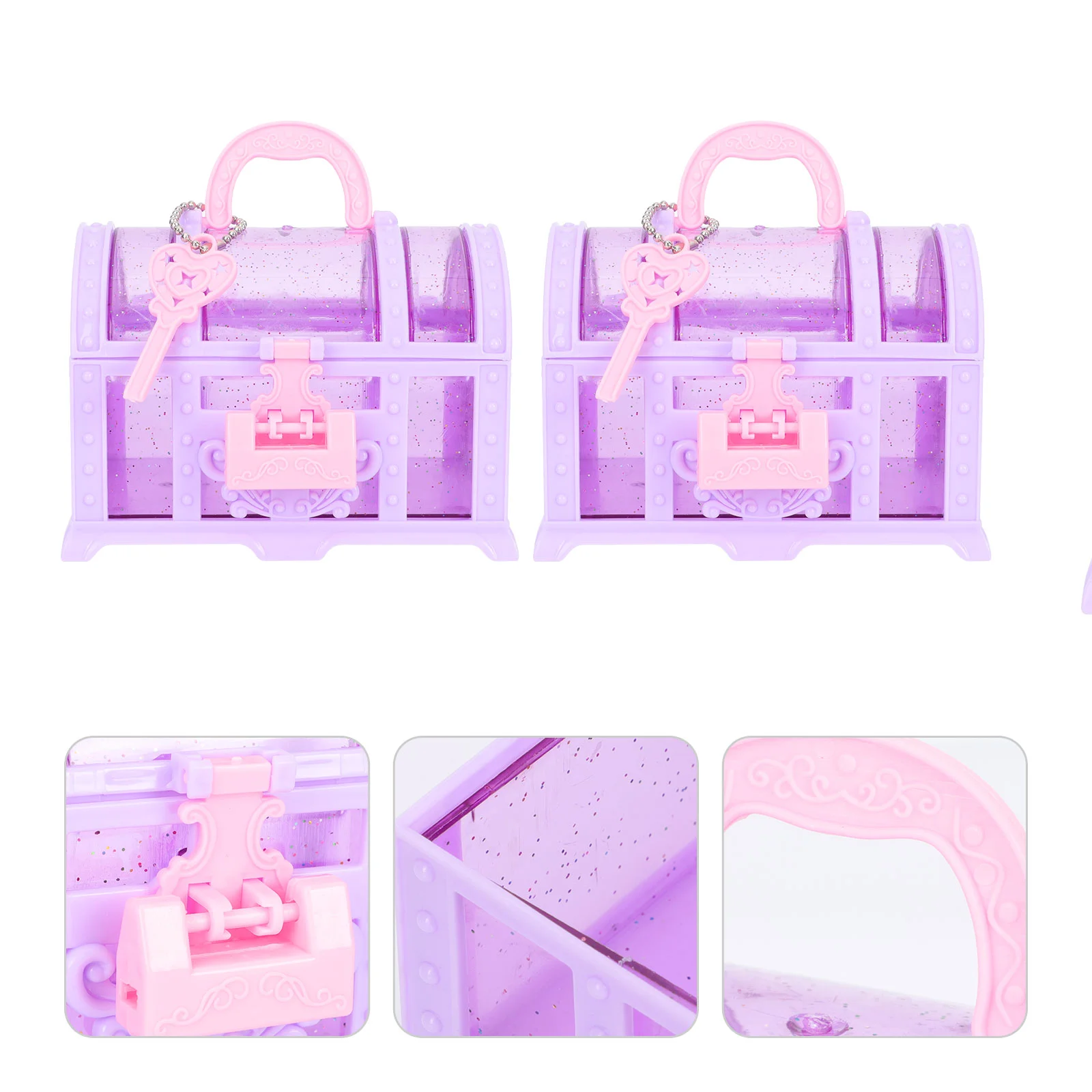 2 Pcs Treasure Chest Children's Gift Organizer Box Kids Jewelry Container Plastic