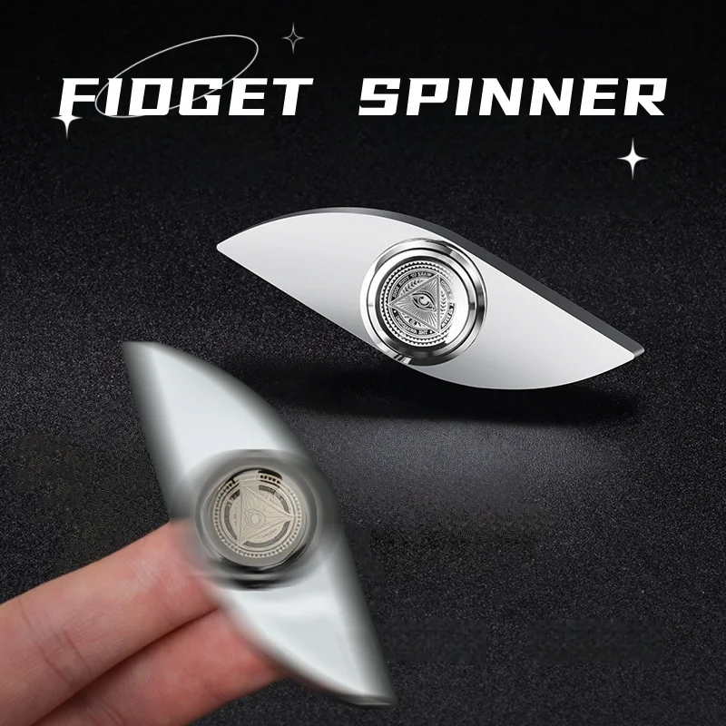 Metal Eye Spinning Top Fingertip Gyro Two Leaf  EDC Fidget Toy Anxiety and Autism Relief Spinner Office Desk Toy For Adult Gift