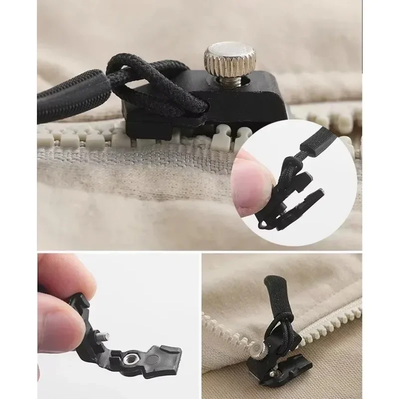 Universal Zipper Repair Head Quick Instant Detachable Zipper Head Replacement Zipper Slider Pull for Jacket Bag Coat Free Sewing