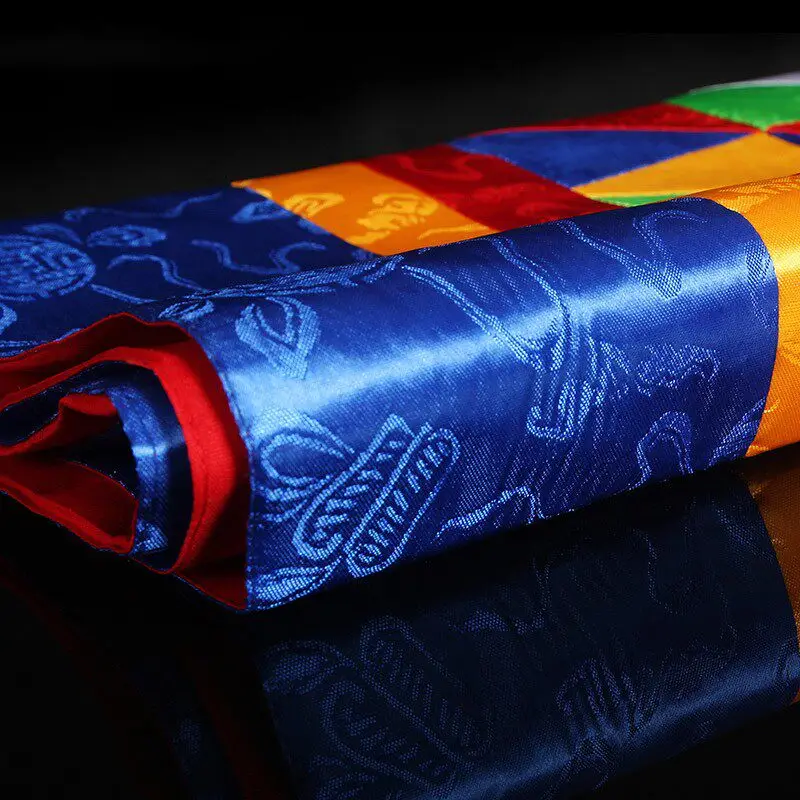 Tibetan Style Altar Table Cloth Brocade Fabric Eight Treasures Pattern Square Home Worship Desk Cover 100cm X100cm
