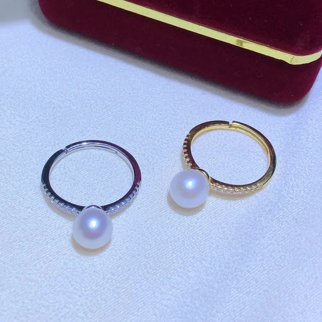 

Регулируемое кольцо из стерлингового серебра 925 пробы, настройки, фурнитура, крепления, аксессуары, фитинги для жемчуга 8-9 мм, 5 шт./лот