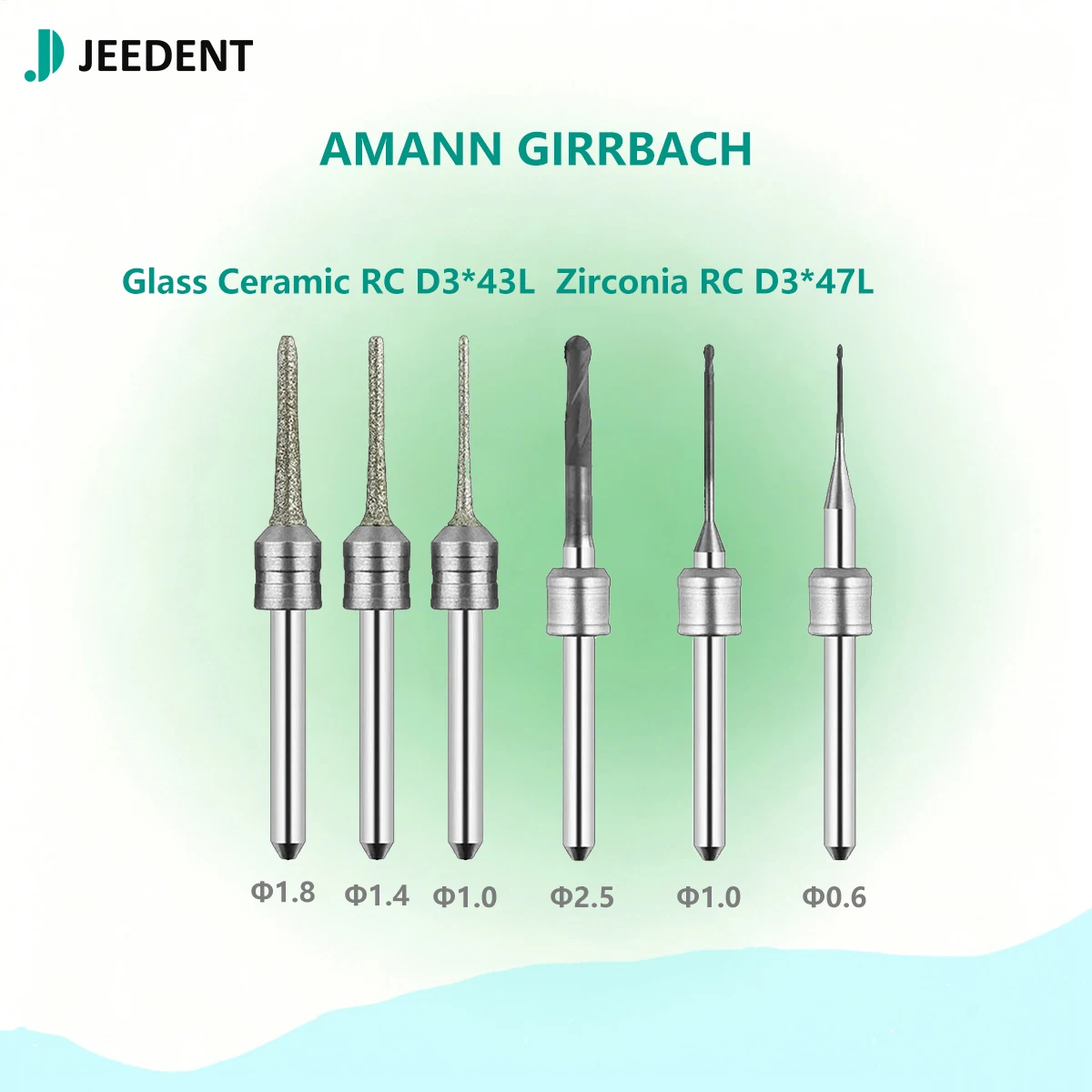 JEEDENT Amann Milling Burs Zirconi Dental Lab Milling Cutter Diamond Dental Materials for CAD/CAM System Dental Cutter Tool