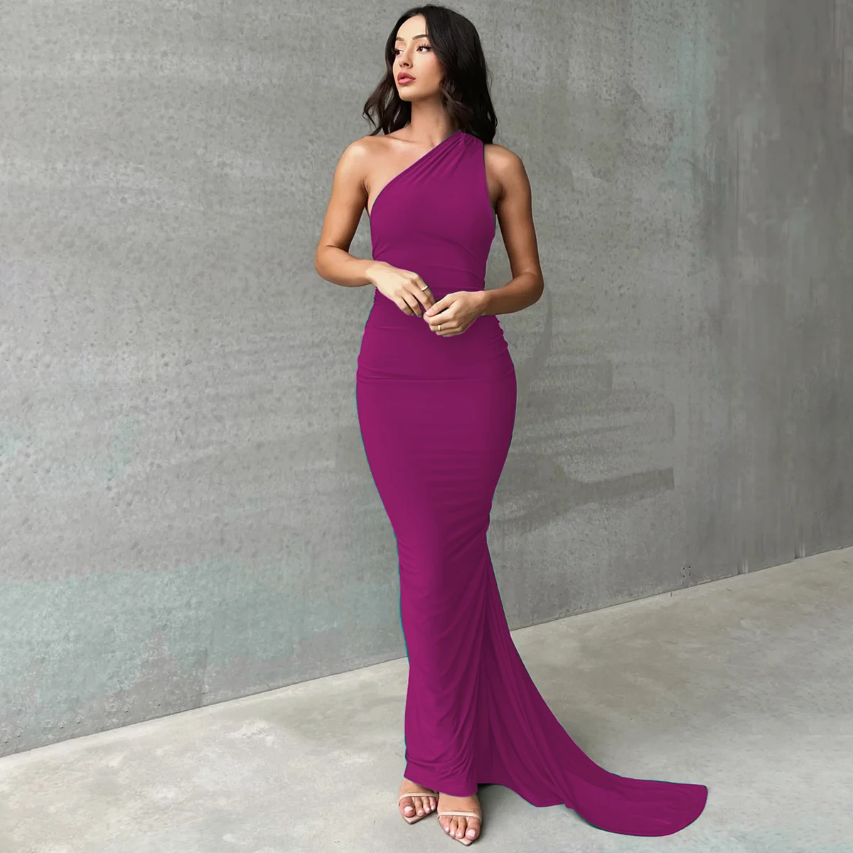 Hugcitar One Shoulder Backless Adjustable Scarf Loop Ruched Sexy Maxi Dress Women Elegant Y2K Streetwear Festival Outfit 281 Saa251aaa774e4d02b473098764bc09b9w