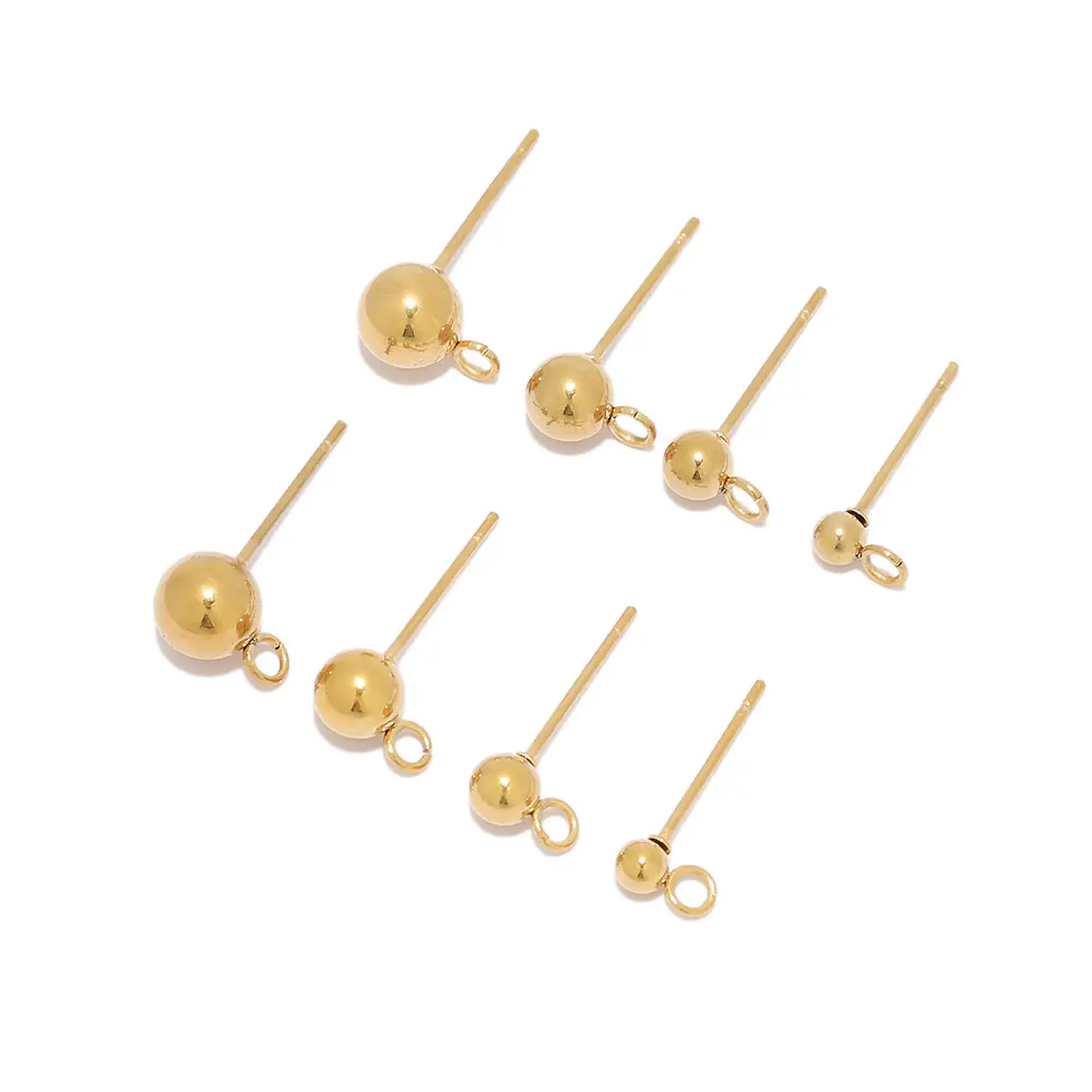 

20Pcs Gold Color Stainless Steel Ball Stud Earrings with Jump Rings DIY Earrings Pins Findings Jewelry Accessories Bulk Supplies