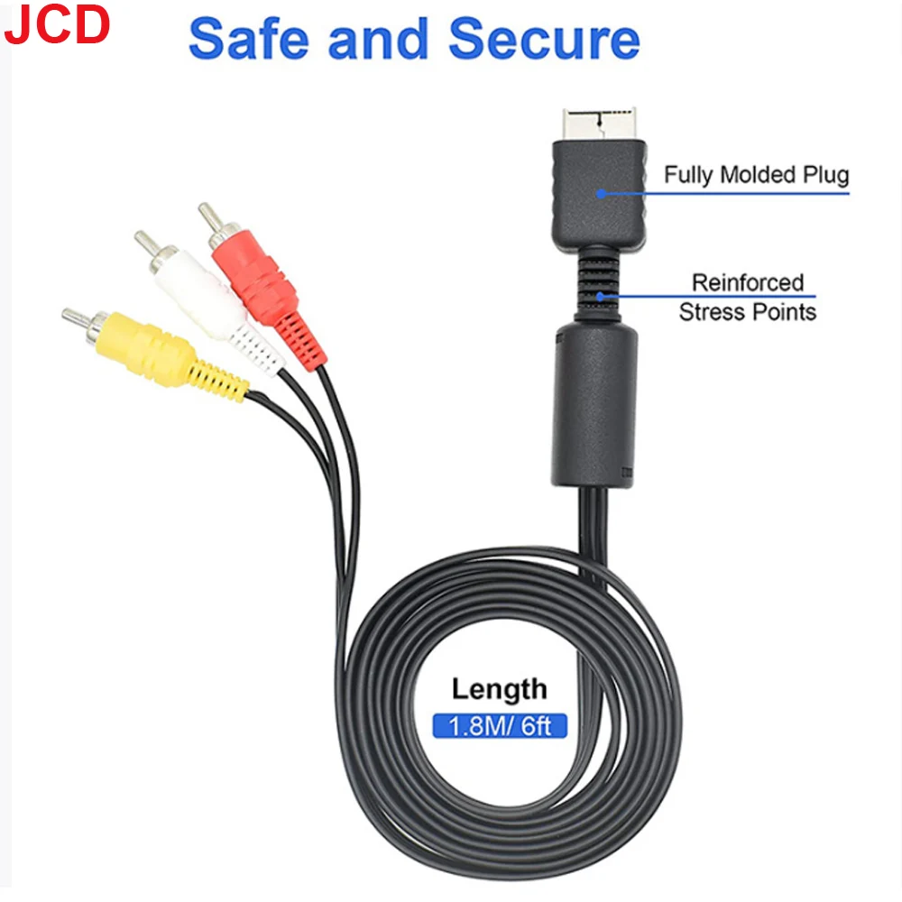 JCD 1 قطعة ل PS3 PS2 PS1 6ft/1.8M AV كابل الفاصل RCA الصوت والفيديو تمديد الحبل لمراقبة التلفزيون RCA سلك محول محول #3