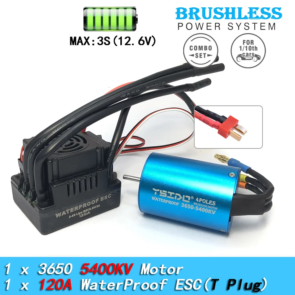 YSIDO 3650 Combo 5400KV 3600KV Borstelloze Motor 60A/80A/120A ESC voor 1/10 Traxxas HSP Tamiya Arrma RedCat RC Monster Truck auto