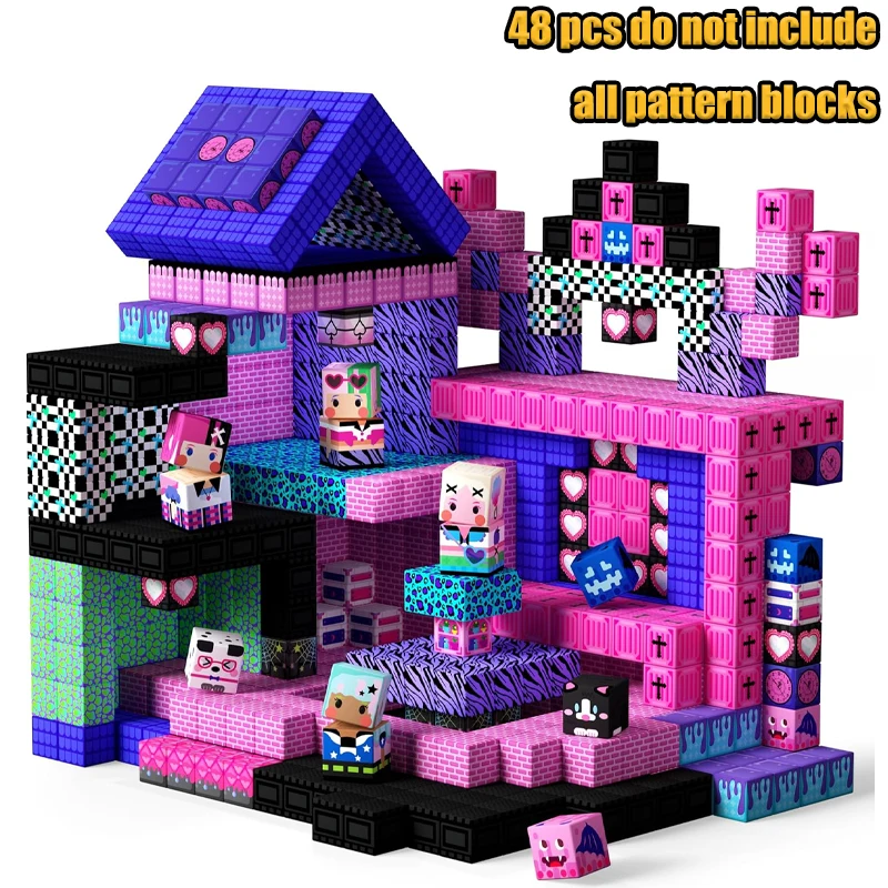Neue Magnetische Bausteine Minenwelt Magnetische Gemütliche Waldhütte Konstruktions-Bausteine STEM Jungen Mädchen Kinder Spielzeug-Set Geschenk