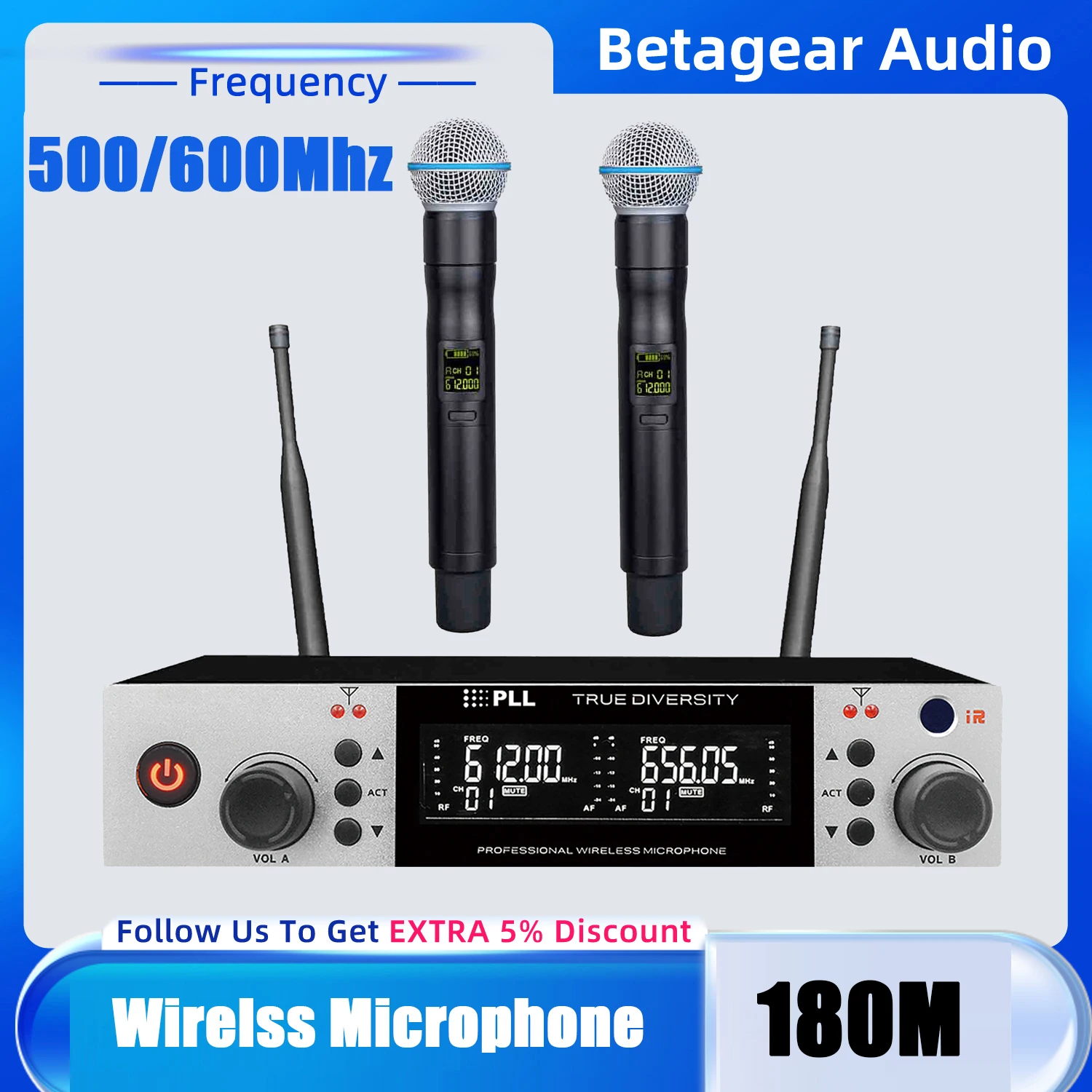 

Betagear True Diversity 2 Channel Wireless Microphone UM2D Professional Stage Microfono Mike For Church Wedding Speech Events