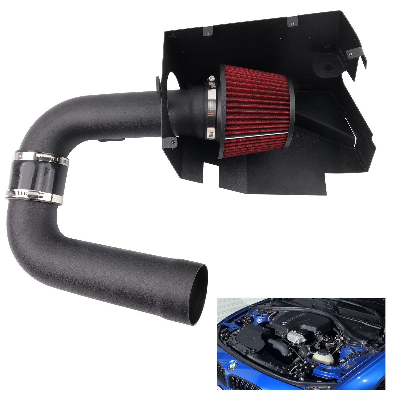 

N20 N26 Engine Inlet Filter Pipe Heat Shield Cold Air Intake Kit Upgrade for 2012+ BMW 125i 228i 320i 328i 420i 428i