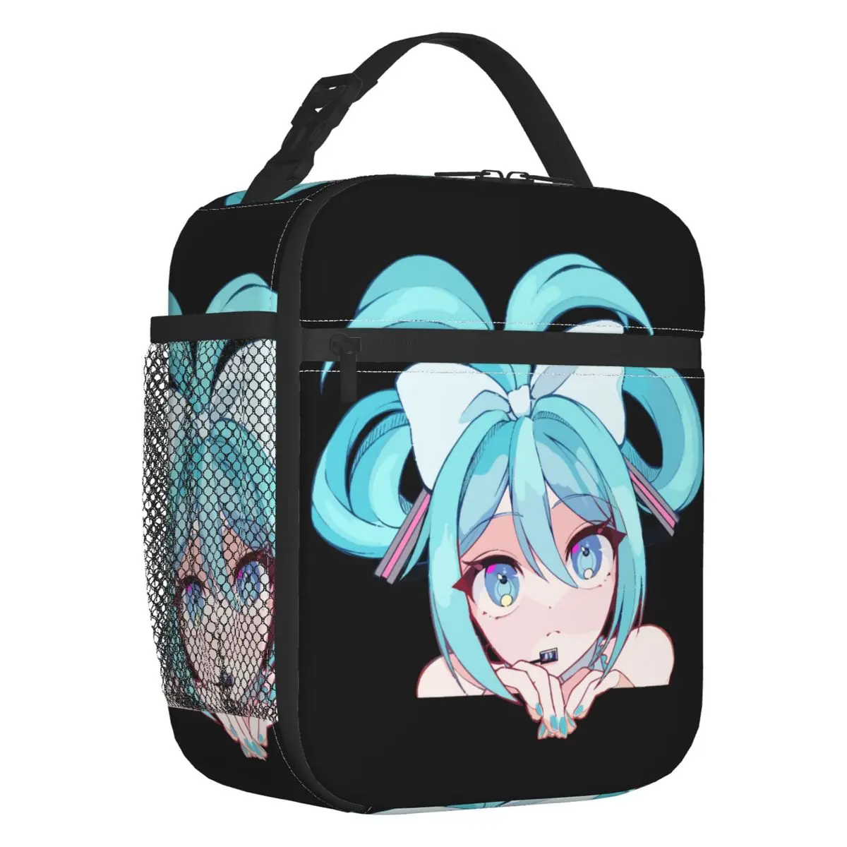 カスタムハツネミク-vocaloid-ロックアニメ断熱ランチバッグ屋外ピクニック用漏れ防止サーマルクーラー弁当箱ユニセックス