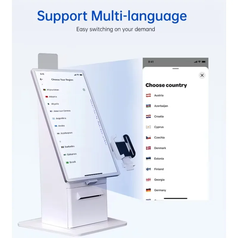 Ordering Machine Barcode Scanning Ticket Queue Management Kiosk Stands for Mall/restaurant TouchWo Customizable Touch