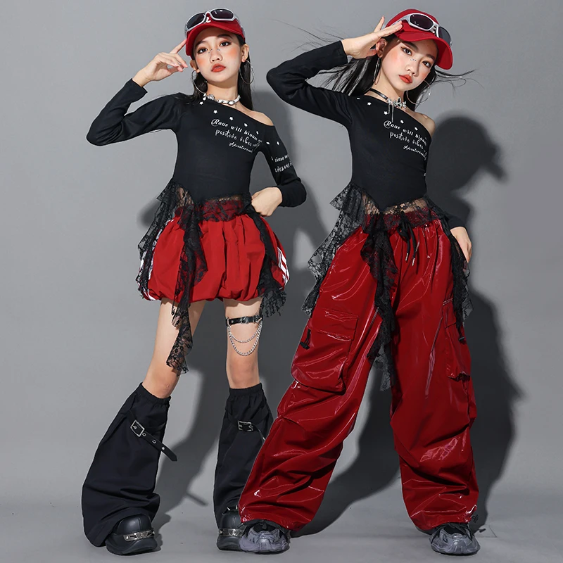 Mädchen K-pop Crop Top Street Dance Röcke Jungen Hip Hop Pailletten Hemd Cargo Hosen Kostüm Kinder Jazz Kleidung Set kind Streetwear