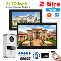 New 2 Wire 7inch Tuya Wifi 1080P Video Intercom Video Door Phone 10'' Color Touch Screen 32G Card Doorbell Door Security System