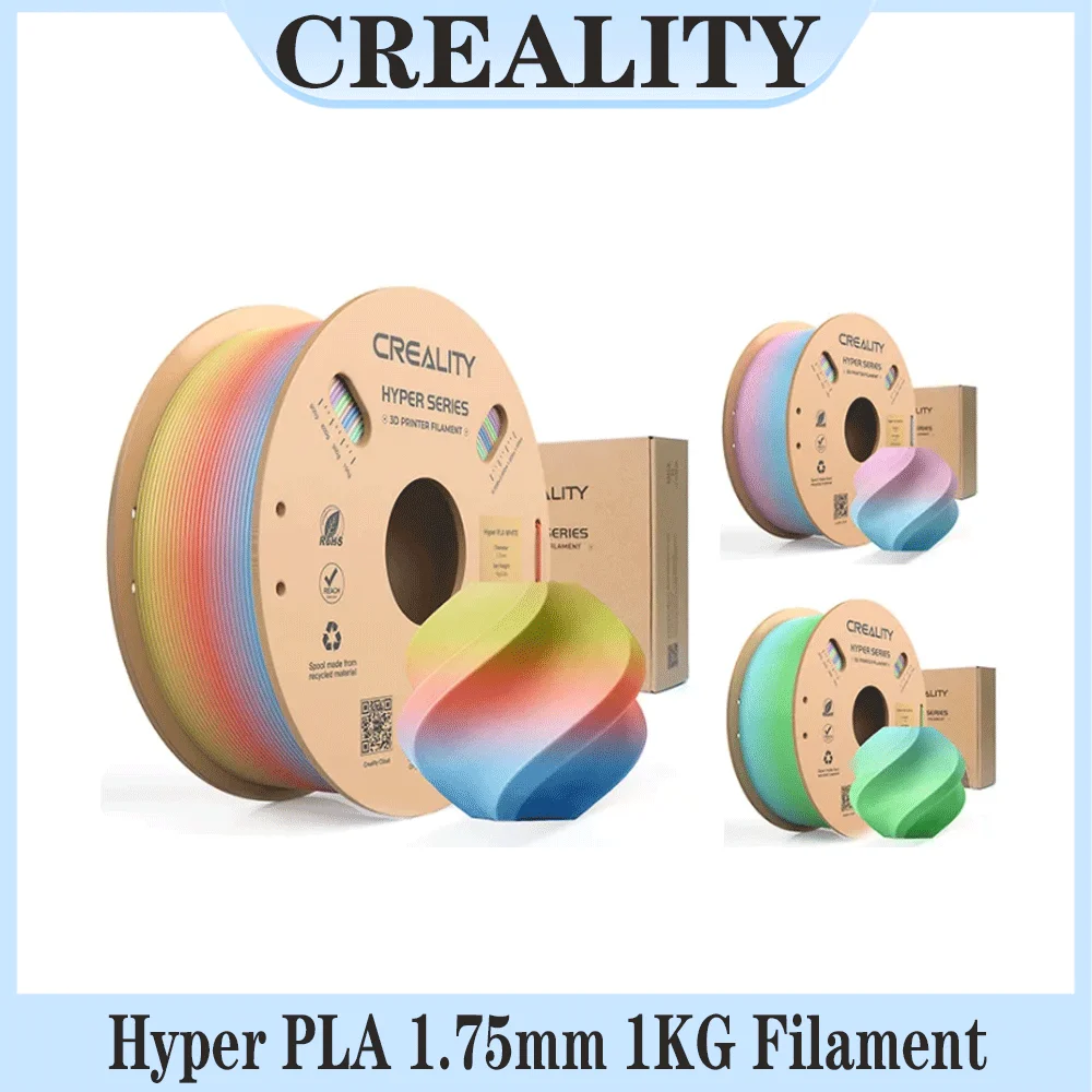 

Creality High-Speed Rainbow PLA Filament 1.75mm 1KG Hyper PLA Filaments High Interlayer Strength 3D Printing Material