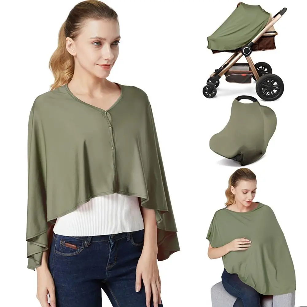 

Universal Multi-functional Nursing Cover Muslin Fabric Solid Color Baby Nursing Poncho Privacy Protection Stroller Cover Women
