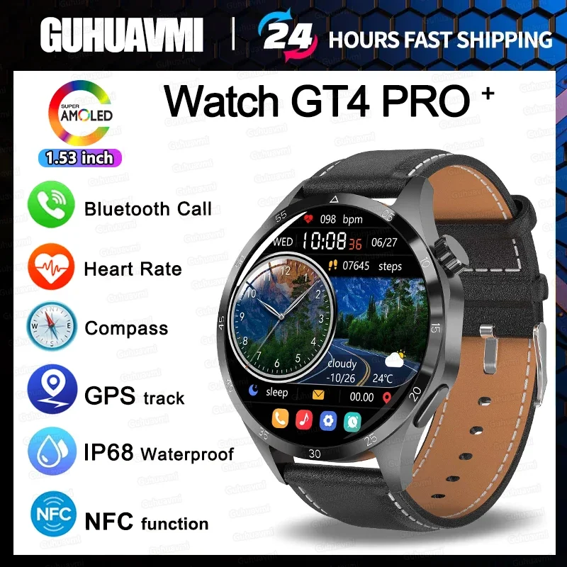 Смарт-часы GUHUAVMI для Huawei Xiaomi GT4 Pro для мужчин с Bluetooth-вызовом GPS Фитнес-трекер Монитор сна Измерение уровня с...