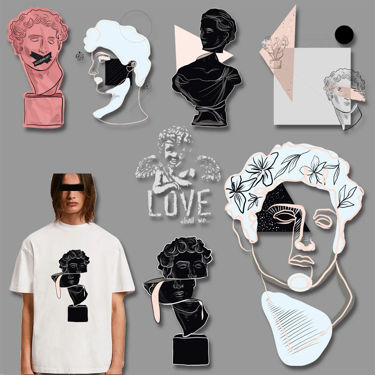 

Simple Fashion Figure Sculpture Letter "LOVE" Clothing Thermoadhesive Patches Iron On Transfer Washable Garment Accessories
