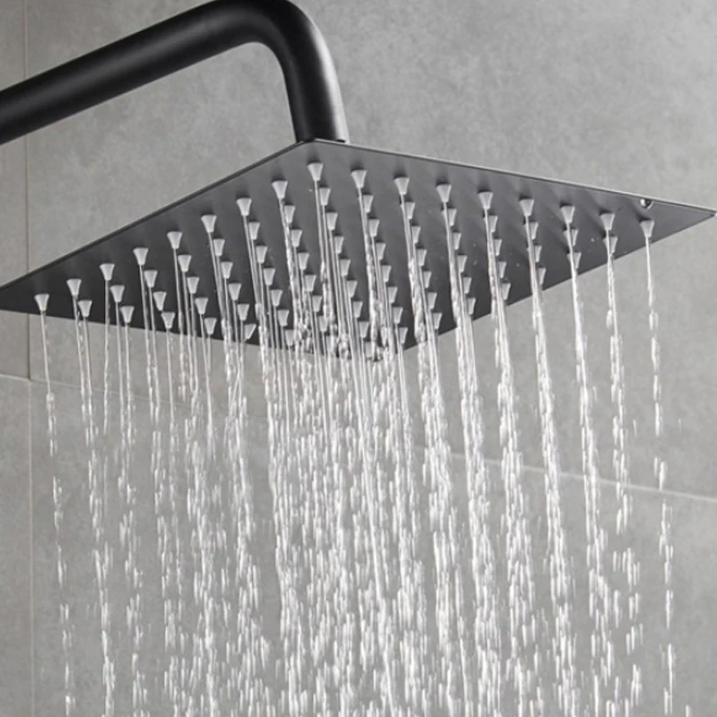 XAOZO-Juego de ducha de baño negro, grifo de ducha de cobre para el hogar, grifo de bañera montado en la pared, ducha de lluvia
