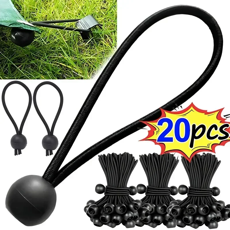 

5/10/20pcs Multi-functional Fixed Rope Ball Plastic Ball Outdoor Tent Storage Elastic Rope Buckle Rubber Band Camping Survival