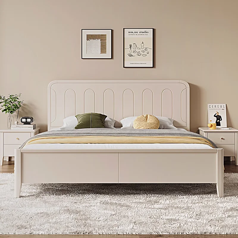 

Modern Nordic Marriage Bed Minimalist Aesthetic Queen Size Bedroom Bed Lounge Wood Cama Elastica Pula Pula Hotel Furniture