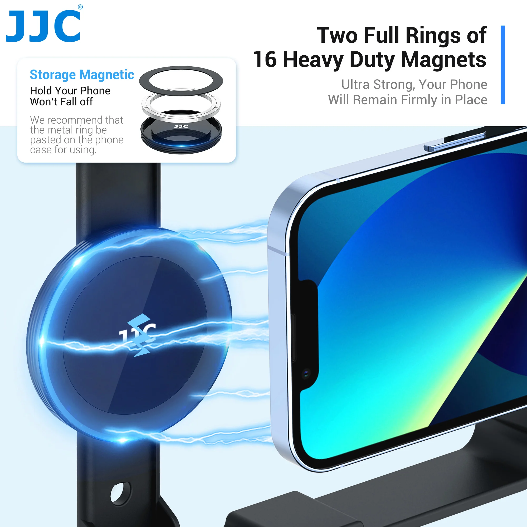 JJC Phone Cage Magnetic Smartphone Video Rig Kit with Remote Control Vlog Cage Stabilizer Gimbal for iPhone 15 14 13 Pro Max