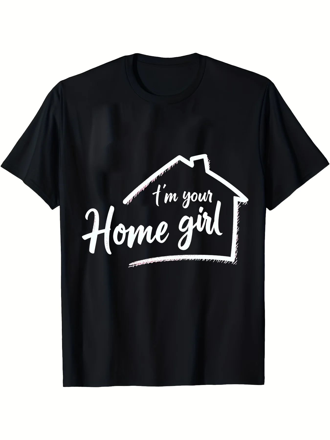 2026 New Plus Size Men's T-Shirt, Plus Size T-Shirt, Home Girl Pattern, All Seasons, Single-Sided Print, Crew Neck Short Sleeve T-Shirt