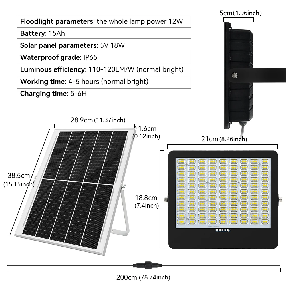 Lámpara Solar LED, reflector impermeable, foco de alta potencia, luz de jardín para patio exterior, farola de inducción con control remoto