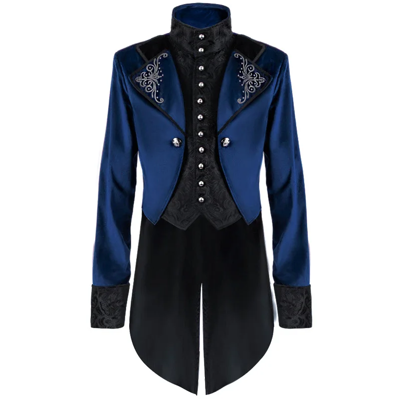 

Christmas Stand Collar Court Medieval Vintage Clothing Mid Length Punk Coat