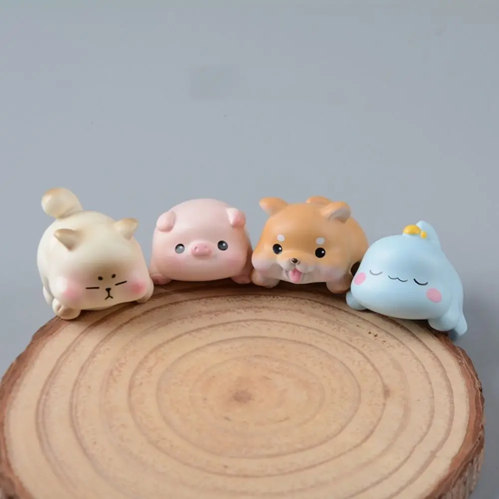 Miniature Computer Monitor Decor TV Screens Cartoon Animal Ornament Model Desktop Edges Kawaii Dog Cat Figurines Home Workplace