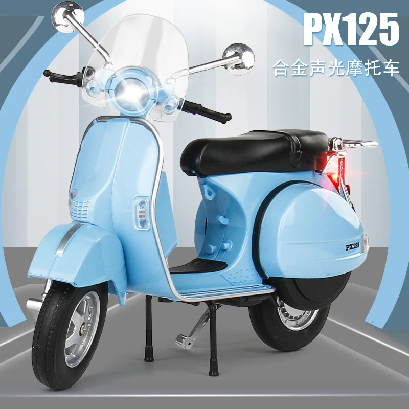 

1:10 Vespa 125 Alloy Metal Diecast Leisur Motorcycle Model Sound & Light Collectibles Hobbies Gift Boy