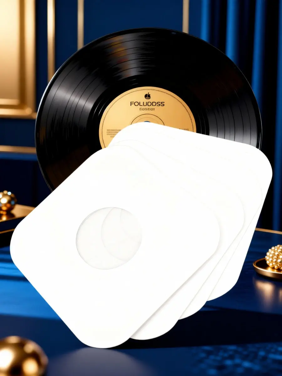 4Pcs Vinyl Record Sleeves White Kraft Paper Dual Layer Protective Anti Static Inner Po Film Outer Covers for 10 Inch Dust