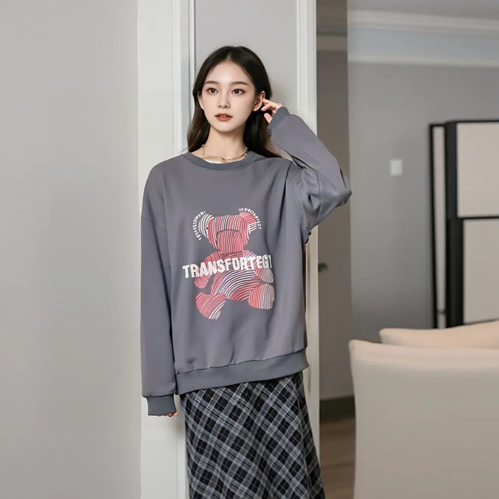 

Женский повседневный свитер с длинными рукавами больших размеров, пальто свободного кроя, осенний новый стиль 60-175 кг Fat Sister