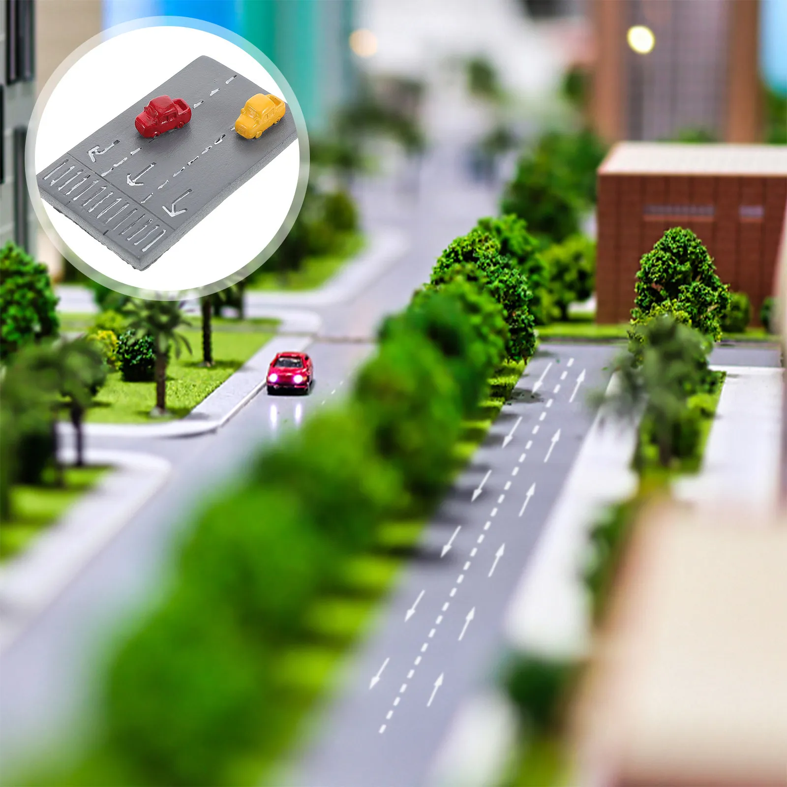 Miniature Highway Resin Craft Sand Table Micro Landscape Traffic Road Cake Topper Street Decorations Sensory Bin Accessories