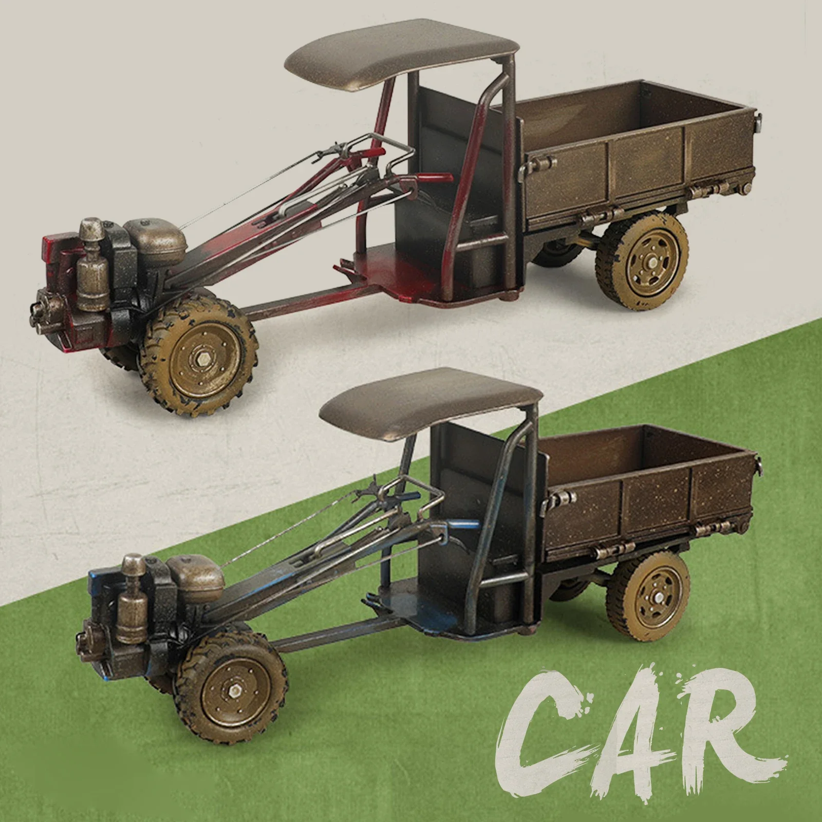 Retro hand tractor for KDW alloy model 1:16 rusted model flexible operation children's toy simulation car Nostalgic Series gifts