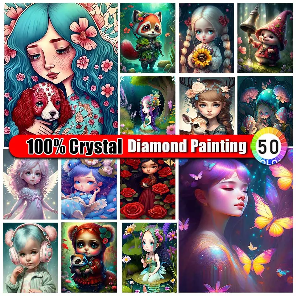 

Merdika 100% Crystal Diamond Embroidery Cartoon Square Round Diy 5d Full Diamond Painting Girl Mosaic Picture Art Hobby Gift