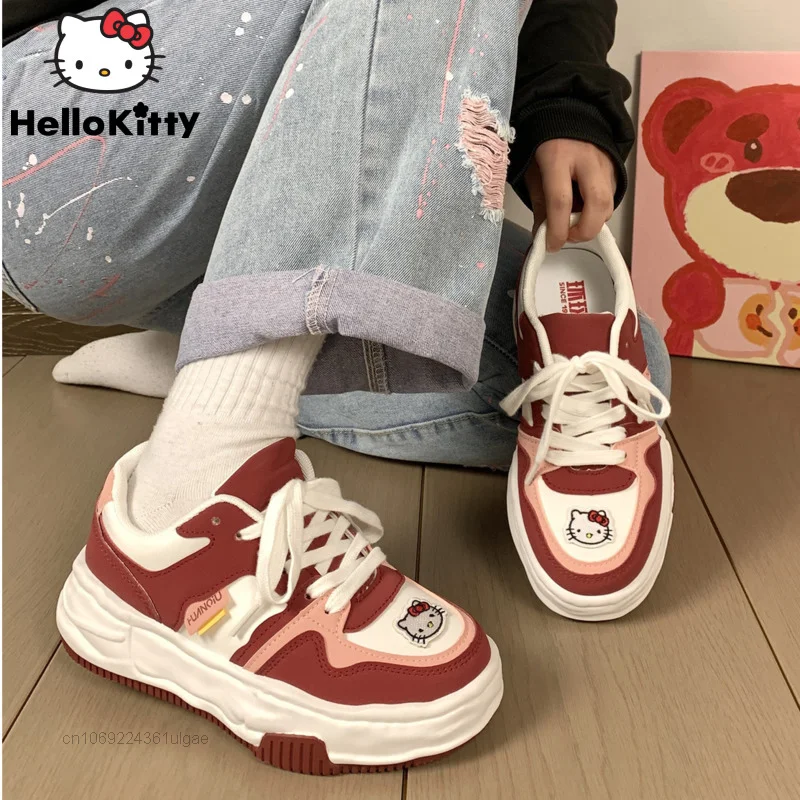 Sanrio Hello Kitty Women's Sports Shoes Leisure Sneakers Y2k Aesthetic Shoes With Cute Cartoon Printed Outdoor Casual Shoes