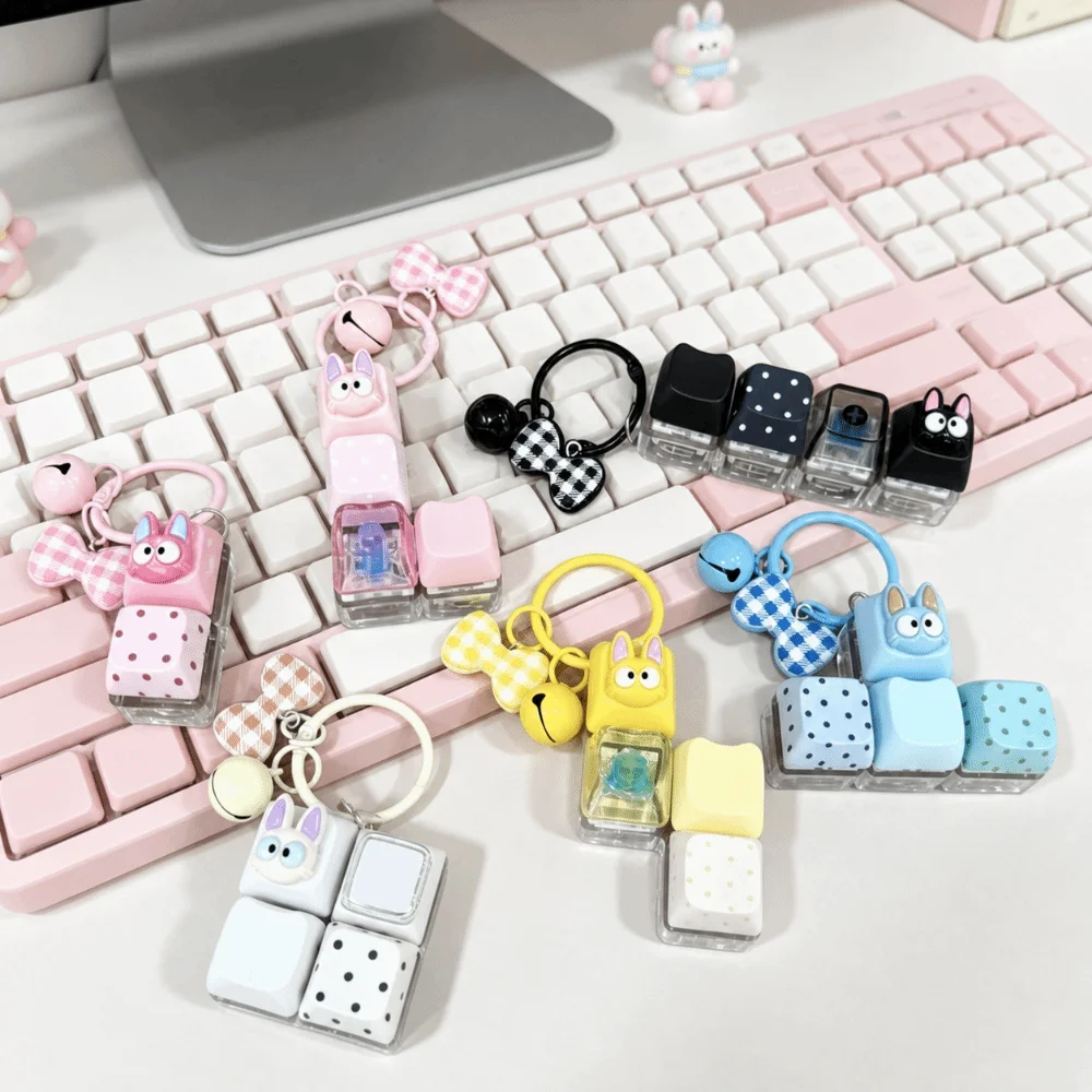 2/4-Key Layout Mini Keyboard Fidget Clickable Buttons LED Light Interactive Keyboard Compact Size Polka Dot