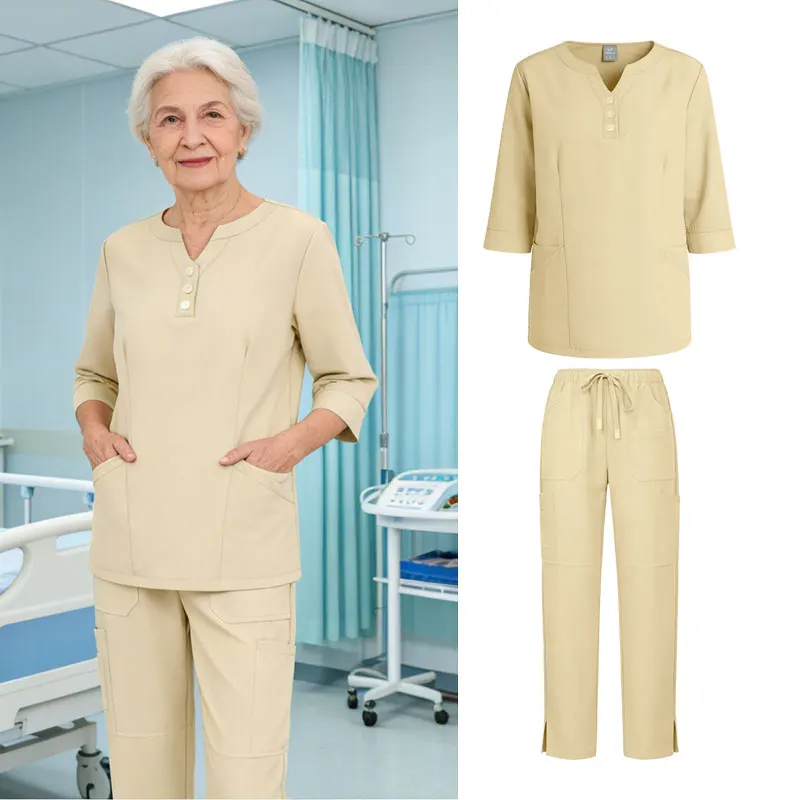 medium-length-sleeves-nurse-uniform-doctor-surgery-overalls-beauty-salon-workwear-scrubs-set-medical-uniforms-stretch-scrub