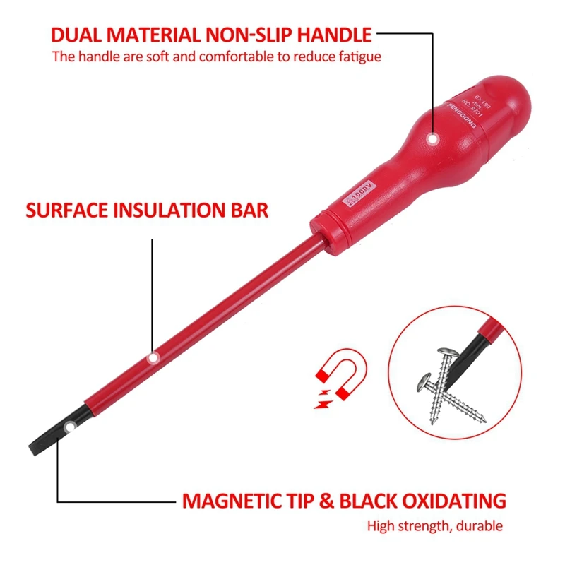 PENGGONG Hand Operated Tools 1000V Insulated Electrician Screwdriver With Slotted Phillips Screwdrivers With Test Pencil