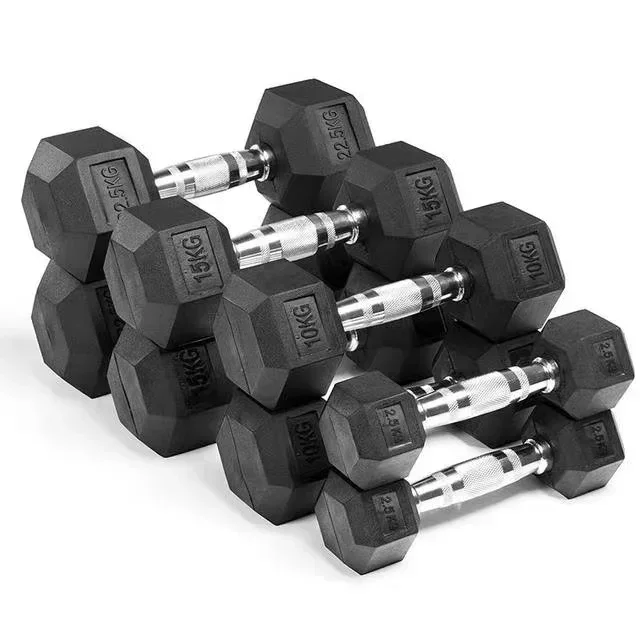 Wholesale Customized Mancuernas Lbs Pound Fix Rubber Dumbbell Iron Hex Dumbbell 5lb 10lb 15lb 20lb 25lb 30lb 35lb 40lb 45lb 50lb