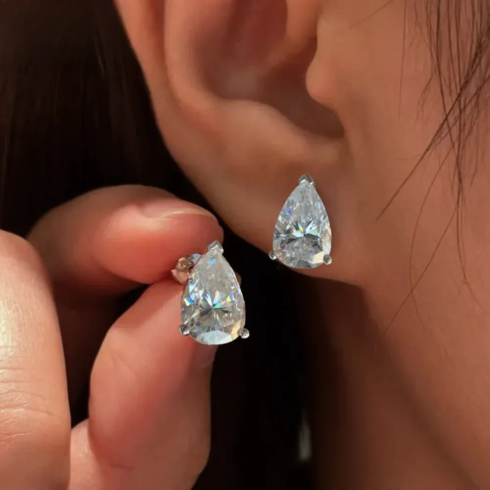 

1-4CT Pear Cut Moissanite Stud Earrings for Women S925 Silver Waterdrop Engagement Ear Studs can pass Diamomd test Jewel