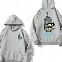 F-Futurama Retro Robot Print Hoodie Men Clothing Bender Geek Graphic Hoody Autumn Women Men Harajuku Casual Sweatshirt