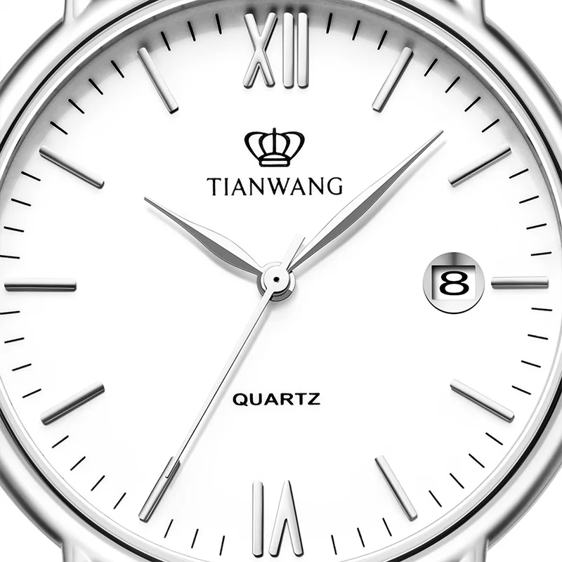 TIAN WANG Men\'s Leather Watches Quartz Wristwatches Business Male Watch High-end Men Wrist Calendar Clock часы мужские наручные