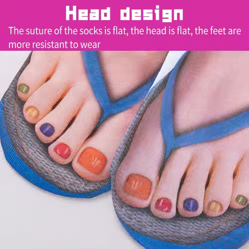 1 Pair 3D Printing Pattern Flip Flop Socks Funny Socks for Women Flip-flop Ankle Socks Low Cut Floor Socks Hosiery Novelty Gifts - Image 3