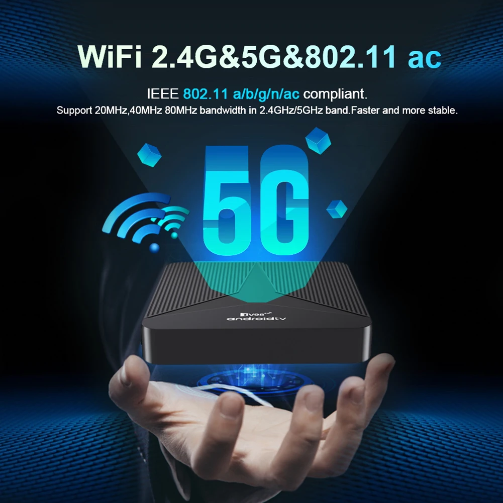Android 14 Smart TV Box Wifi6 BT5.0 Телеприставка Android Box с пультом дистанционного управления